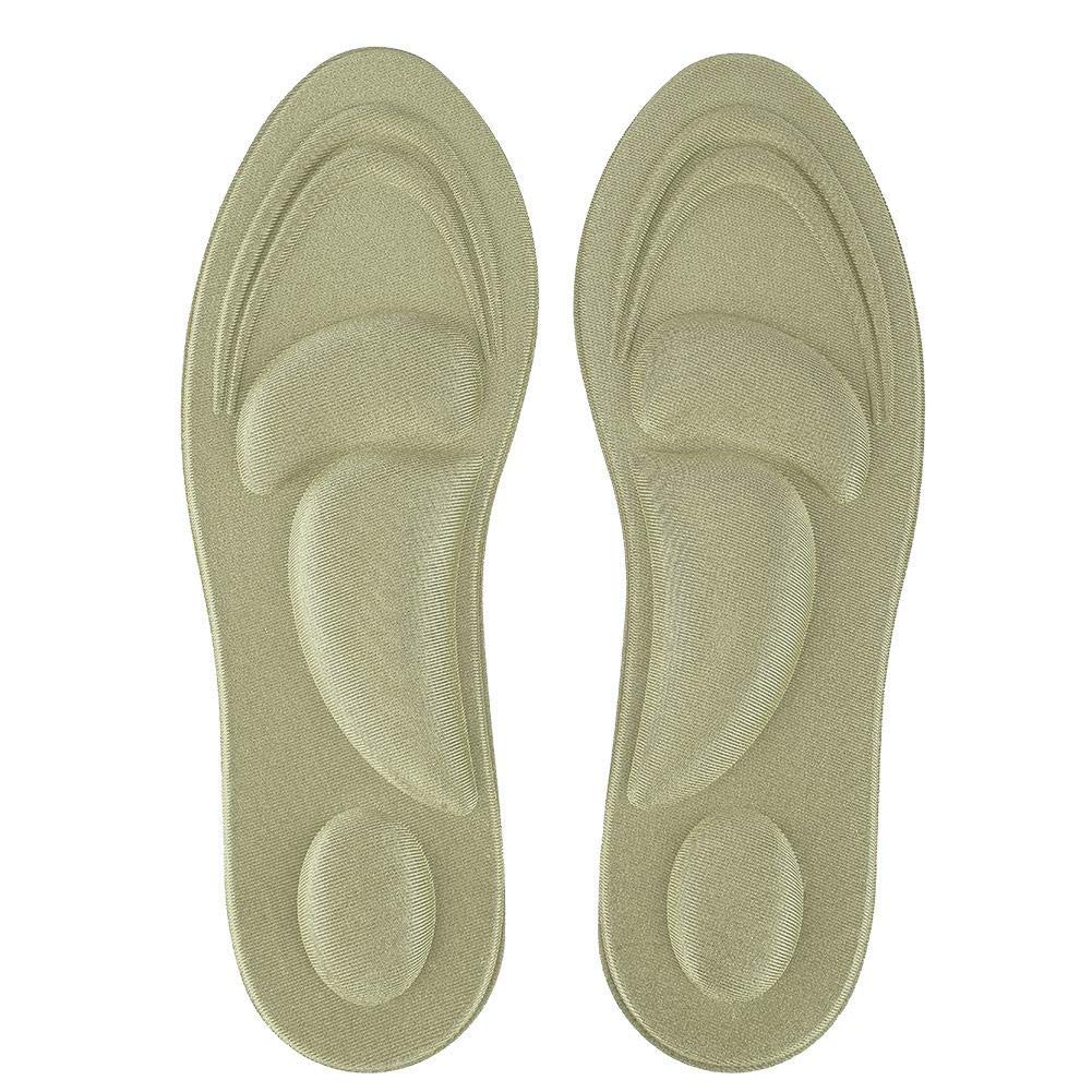 Orthotic Arch Support Insole, Flat Feet Plantar Fasciitis Memory Foam Shoe Inserts for Women Gold Soft Fabric Comfort Walking Running Hiking