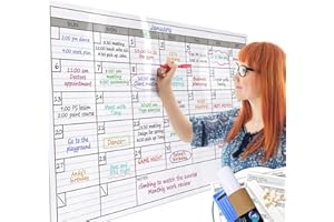 Dry Erase Monthly Laminated Jumbo Whiteboard Calendar, 25" by 38",Erasable Family Schedule Planner