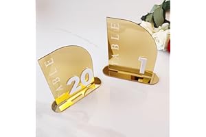 Acrylic Wedding Table Numbers,Semi-Arched Mirrored Acrylic Table Numbers for Party,Events,Occasion Decoration (Number 1-10, G