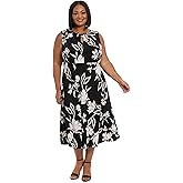 London Times Womens Women's Sleeveless Fit and Flare Pleated Midi - Keyhole Detail Neckline - Wedding Guest Dress