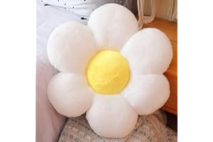 AmyToo 20” Flower Pillow Shaped Throw Pillow Daisy Pillow Plant White Pillows Aesthetic Room Floor Cushion Decor for Teen Girls Sofa Bedroom Kids' Throw Pillows