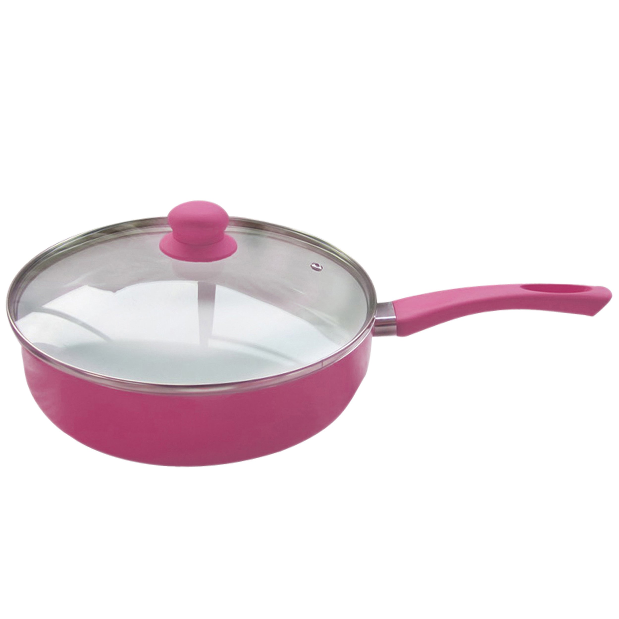 MSV Aluminium Casserole with Lid, Pink, 28 cm