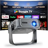 [Officially-Licensed Apps] Projector with WiFi and Bluetooth 4K Supported | Portable Outdoor Movie Projector with 210&deg; Rotatable Stand for Home Theater Ceiling, Auto Keystone &amp; Electric Focus