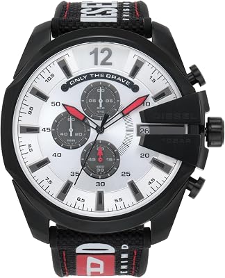 Reloj Mega Chief para Hombre, Movimiento cronógrafo con correa de silicona o sintética, 51 mm, Negro y gris claro