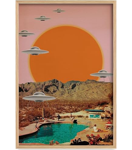 Amazon.com: Tevenuktla Retro 70's Desert Ufo Wall Art Alien Art