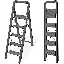 KINGRACK Aluminium 5 Step Ladder, Lightweight Step