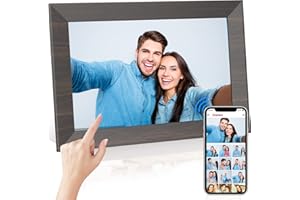 YINOCHE Digital Picture Frame 10.1 inch Frameo WiFi Digital Frame Electronic Picture Frame Wood Frames HD IPS 32GB Memory, Automatic Rotation Slide Show Adjustable Brightness, iOS and Android App