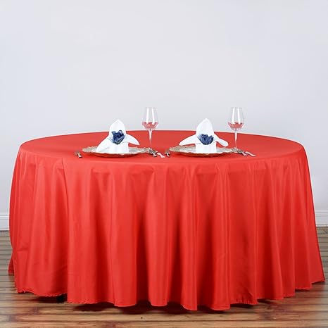 Amazon Com Balsacircle 120 Inch Red Round Tablecloths Fabric Table Cover Linens For Wedding Party Polyester Reception Banquet Events Kitchen Dining Home Kitchen