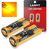 LASFIT 194 T10 2825 168 LED Bulb Amber Yellow for Side Marker Bulb 2 Pcs | 400LM Extremely Bright 3000K, Non-Polarity, Canbus Error Free, W5W 192 LED Bulbs for Map Doors Light, 12-24V