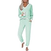 JUSTFASHIONNOW Women's Pajama Sets 2 Piece Striped Lounge Sets Long Sleeve Top and Pants Soft Sleepwear Pjs 2025 Fall Outfits