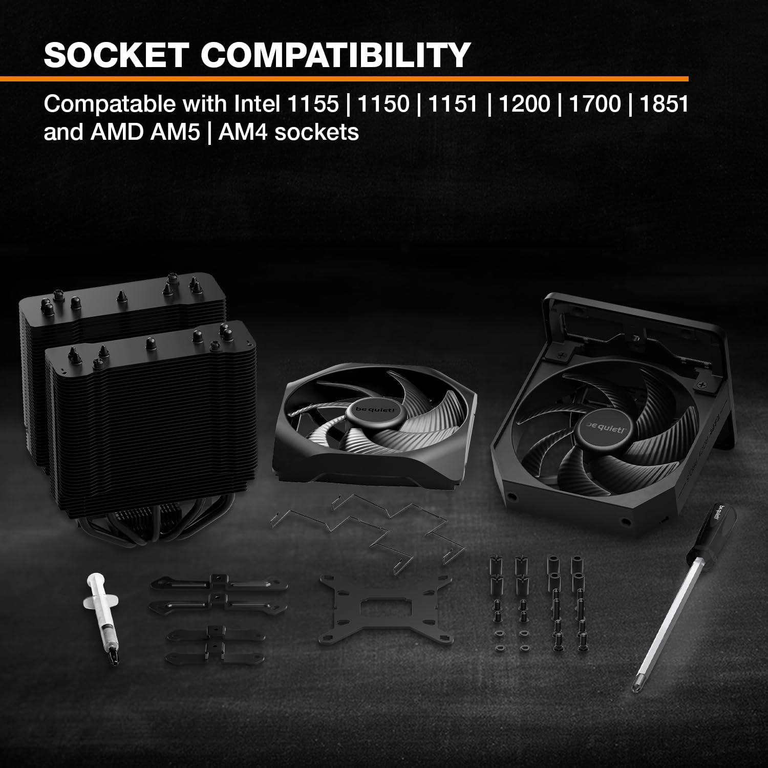 Be Quiet! Dark Rock Elite Air Cooler, 2X Silent Wings 135Mm Pwm Fans, Speed Switch With 2 Modes, High-Performance Heat Pipes, Front Fan Rail System, Enhanced Ram Compatibility, Argb Leds, Beefy Design - View 6