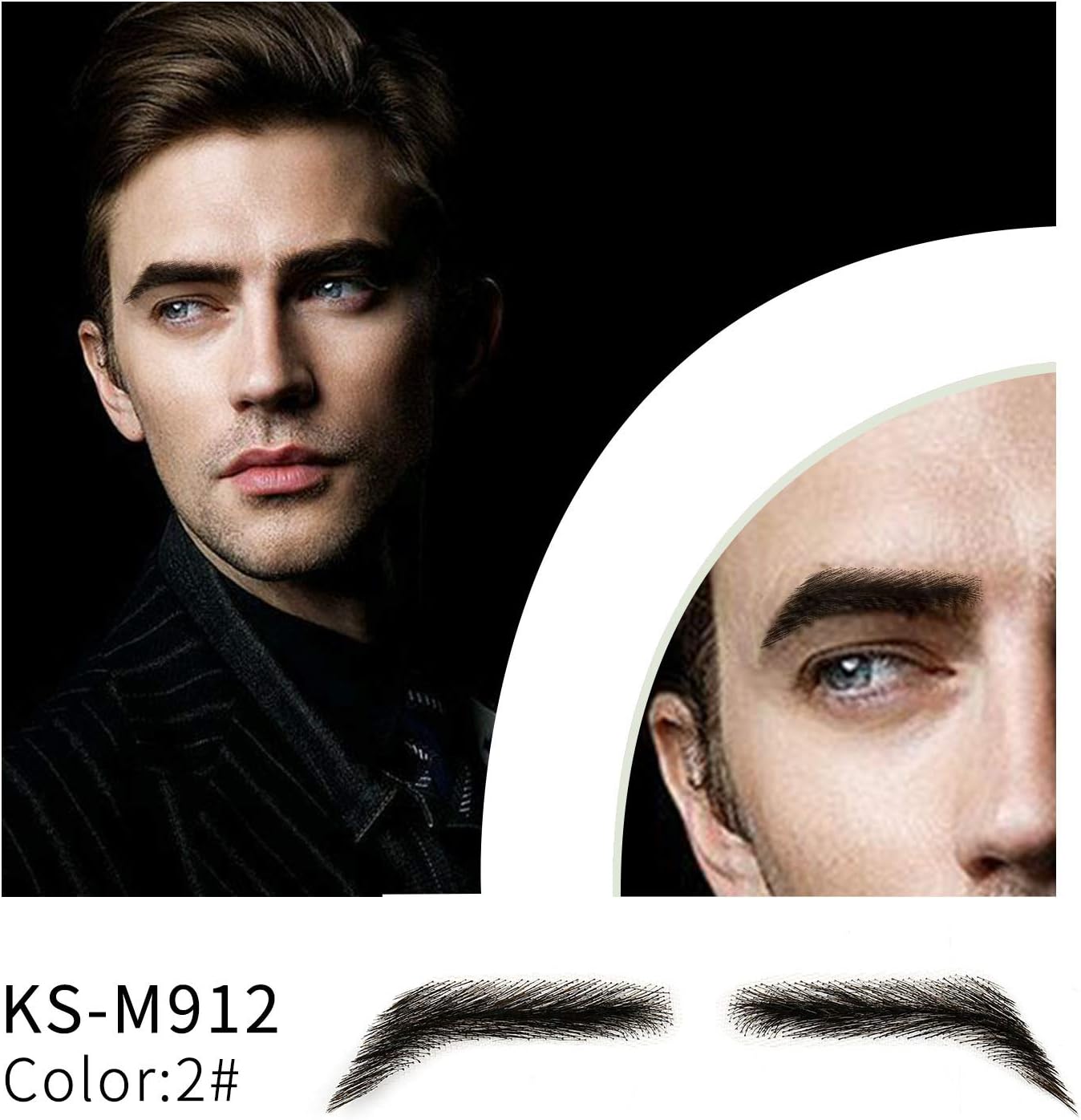 Vlasy One Pair Men's Fake Eyebrows 100 Handtied Human Hair False