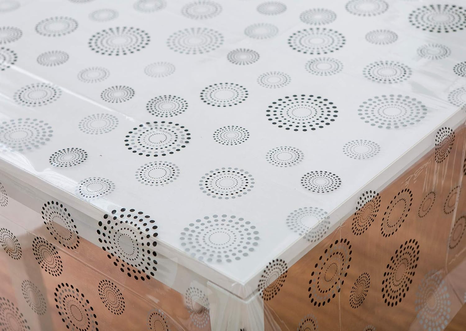 Vinylla Firework Circles Easy Wipe Clean Clear Vinyl Tablecloth BigaMart