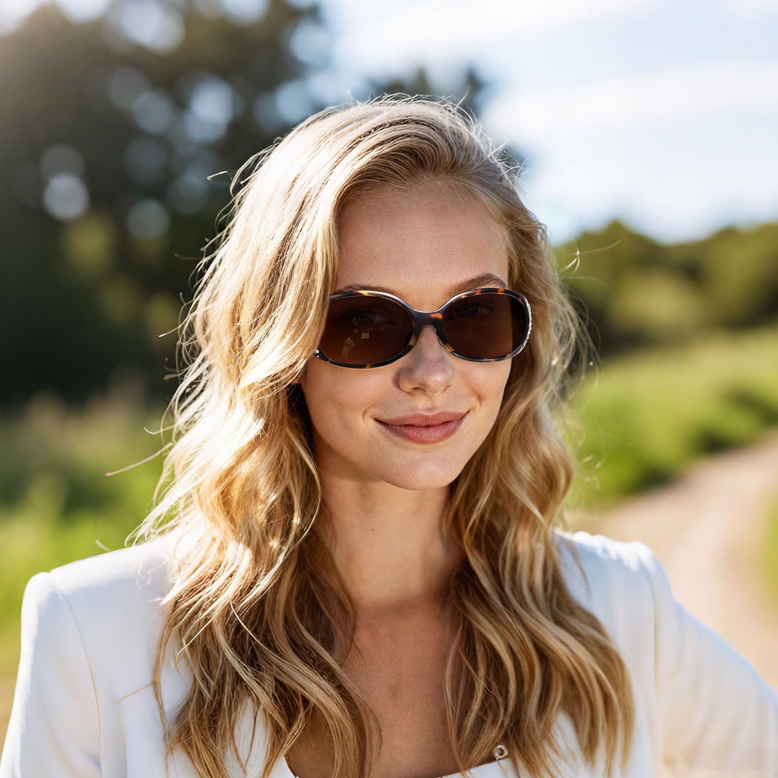 Condition photo showing New/Like New for wzerry polarized sunglasses for women, rhinestone wrap around sunglasses trendy bling sunglasses uv4