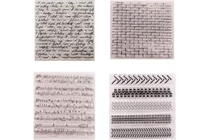 WOOYANGFUN Welcome to Joyful Home 4pcs/Set Background Rubber Clear Stamp for Card Making Decoration and Scrapbooking