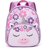 KK CRAFTS Preschool Backpack Toddler Neoprene Animal Schoolbag Lunch backpack for Kids Boys Girls(Silver-Horn Unicorn)