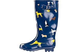 NORTY Women's Hurricane Rain Boots Knee High Calf Length - Glossy Matte Waterproof Rubber Tall Shoes