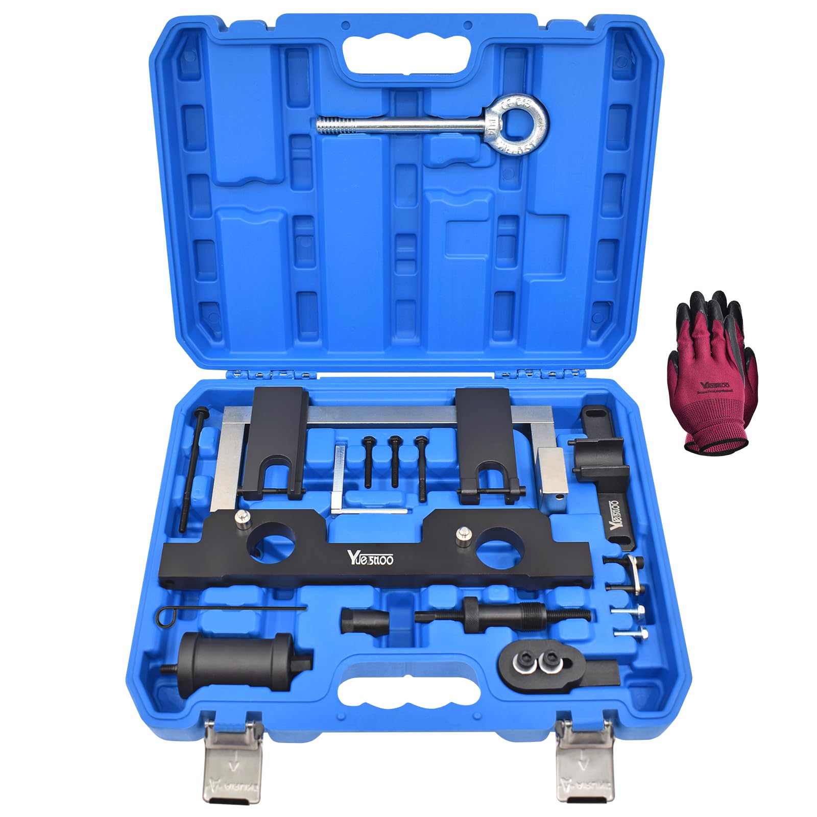 Photo 1 of Yuesstloo 17PCS Camshaft Alignment Timing Tool Kit, Compatible with BMW N20 N26 Engine, with Flywheel Holder Tool & Balance Shaft Tool & Fuel Injector Remover Kit, 212831, 119340, 212830, 219548