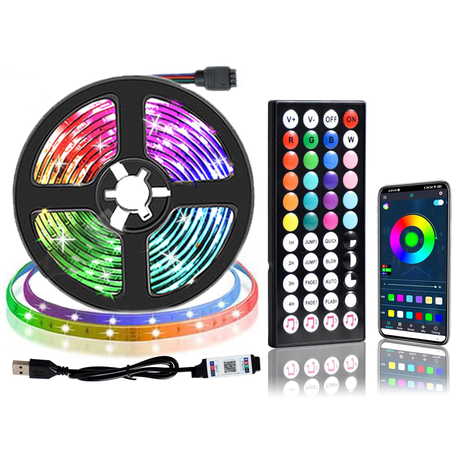 Melofo 5M LED TV Backlights RGBIC LED Strip Light USB Powered for TV/Monitor Behind Lighting with Music Sync Bluetooth Remote APP Control Led Strip Lights for Room Festival Xmas 99+ Scene Modes Decor