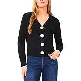 CeCe Crochet Floral Button Front Cardigan