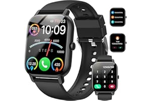 NERUNSA Smart Watch (Answer/Make Calls), 1.85" Smart Watches for Men Women 112+Sport Modes Fitness Watch with Sleep Heart Rate Monitor, Pedometer, IP68 Waterproof Activity Trackers for iOS Android Dark Black