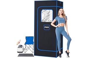 JINKEE Portable Sauna Box for Home, 2025 Upgraded Personal Steam Sauna Tent with 9 Levels Heat, 3L/1000W Steamer, Folding Chair, Remote Control