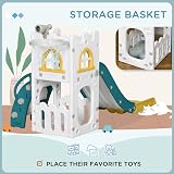 AIYAPLAY Kids Slide 5-in-1 Toddler Playset Basketball Hoop Climber Telescope view 6