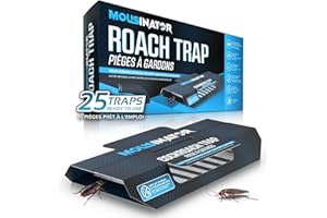 MOUSINATOR Cockroach Traps, 25-Pack, Larger and Multi-Entry Design with Extra-Strong Adhesive, Sticky Glue Cockroach Trap for