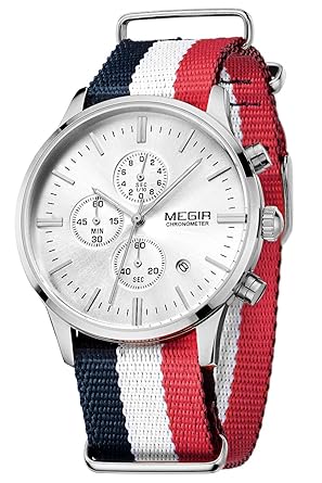 Mens Dress Watch Fashion Casual Canvas Chronograph Quartz Analog Watches For Men