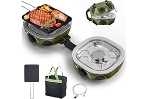 BODEGA 2 Burner Camping Stove, 20000 BTU Folding Propane Camp Stove with Adjustable Burners,Portable Dual Gas Stoves with Car