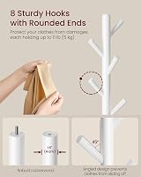 VASAGLE Coat Rack Solid Wood Freestanding 8 Hooks Hall Tree Cloud White view 4
