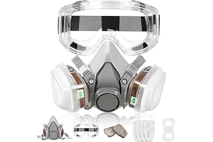 YIGSM Half Facepiece Reusable Respirator with Filters - GAS Respirator with Goggle Professional Painting Respirator Face Cover Against Chemical Organic Vapor, Woodworking, Car Spraying, Sanding, Welding