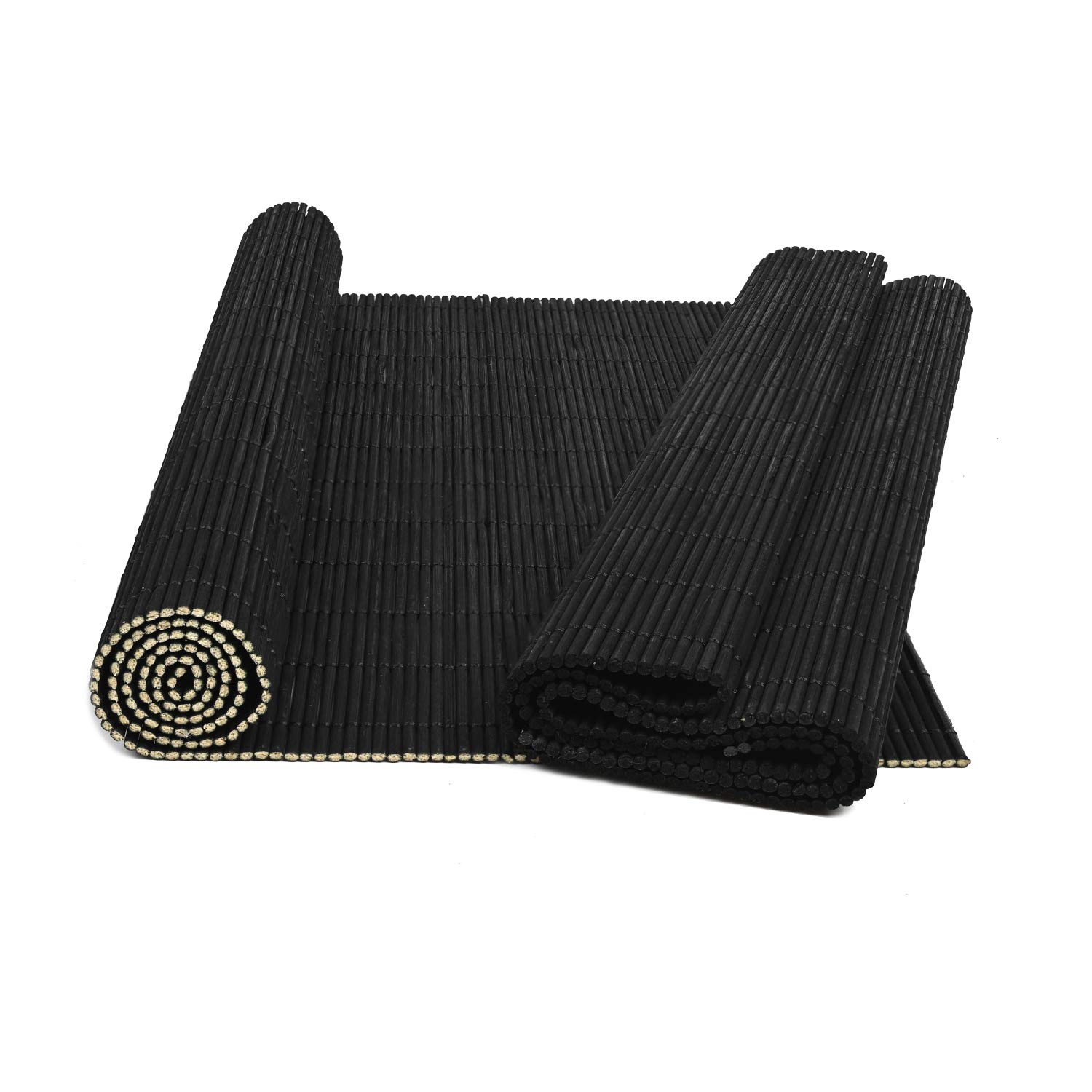 Mysummer 2PCS Black Bamboo Placemats Eco Friendly Heat Insulation Stain-Resistant for Kitchen Dining Table