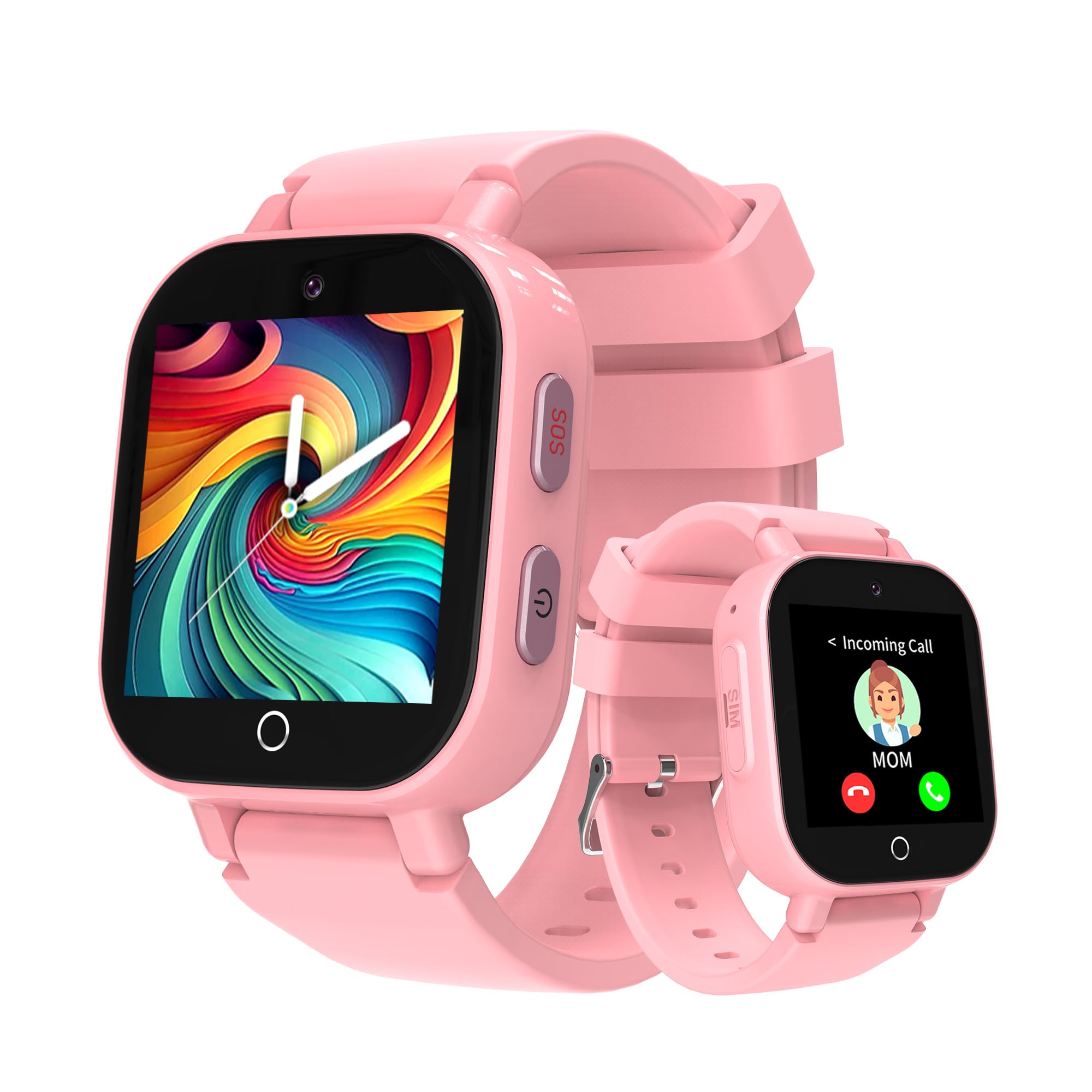 Phyulls 4G Kids Smart Watches Girls with GPS Tracker & Video Calling Texting, Kids Cell Phone Watch Age 4-12, Waterproof One-Key SOS Call Voice Chat Camera Alarm Pedometer GPS Tracker Watch