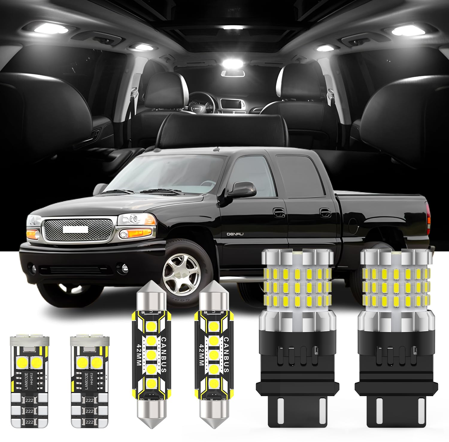 Photo 1 of 16 Pieces Interior LED Light Kit + Back Up Bulb Reverse Lights Replacement for GMC Sierra Chevy Silverado 1999 2000 2001 2002 2003 2004 2005 2006 White 6000K LED Interior Bulbs Package, Install Tool