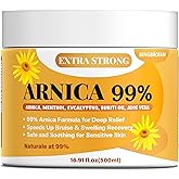 Bingbrofam Arnica Cream 99% Extra Strength Gel Pain Relief for Fast Healing Thin Skin, Seniors Bruises with Menthol, Swelling, Soothing Massage, 16.9 Oz