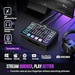 FIFINE Gaming Audio Mixer, Streaming RGB PC Mixer