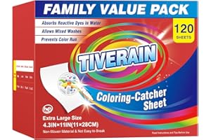 TIVERAIN 120 Counts Coloring-Catcher Sheet for Laundry,Color Grabbers Laundry Sheet,Allow Mixed Washes and Prevents Color Run