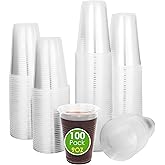 Cxsel 100 Pack 9 Oz Clear Plastic Cups, Clear cups, Disposable Cups, Disposable Drinking Cups, Water Party Cups for Home Office party