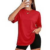 YUCOLEN Womens Oversized T Shirts Plus Size Short Sleeve Summer Tops Crewneck Loose Fit Basic Tees Fashion Workout Clothes