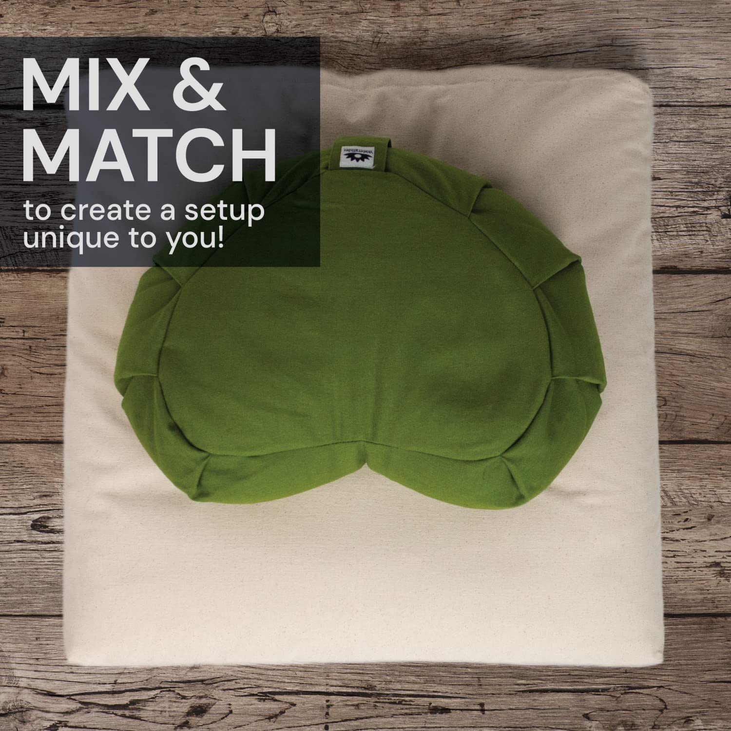 Waterglider International Meditation Cushion (Plum) Crescent, Buckwheat Husk Filled, Floor Pillow or Cushions, Yoga Seat, Zafu, Made in The USA - Image 8