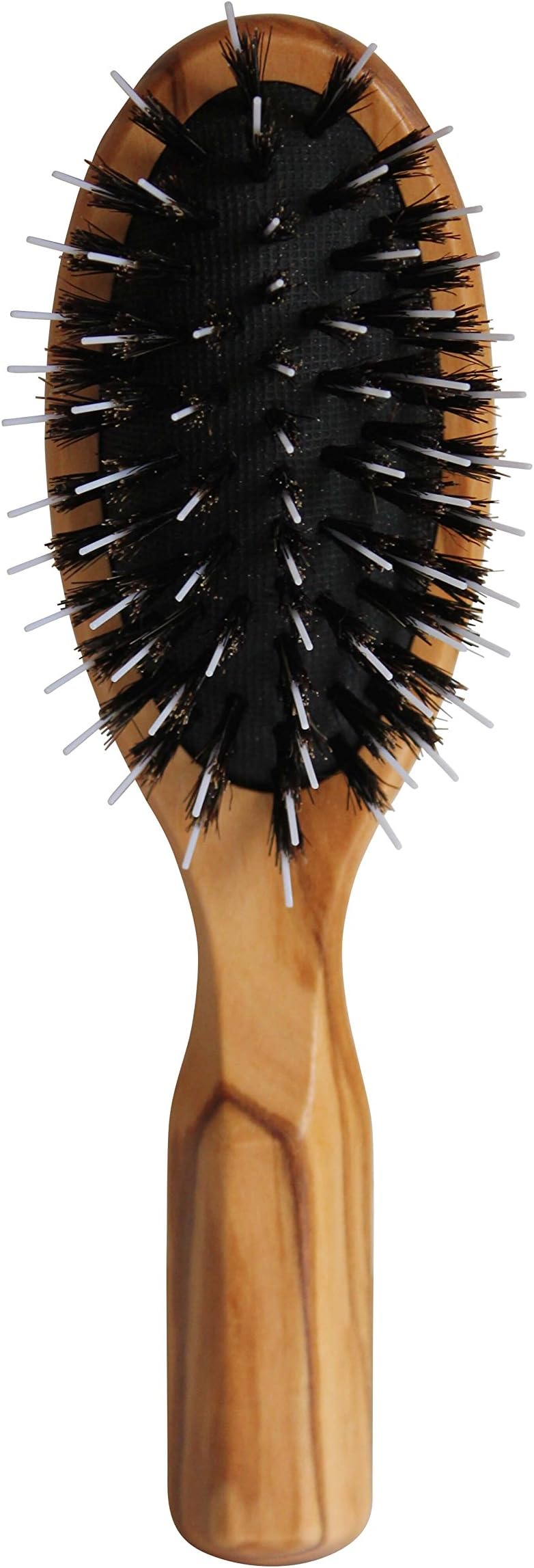 Travel Hairbrush - w/ Rubber Cushion, Pure Bristles & White Styling Pins - Travel Size by Lilywoods