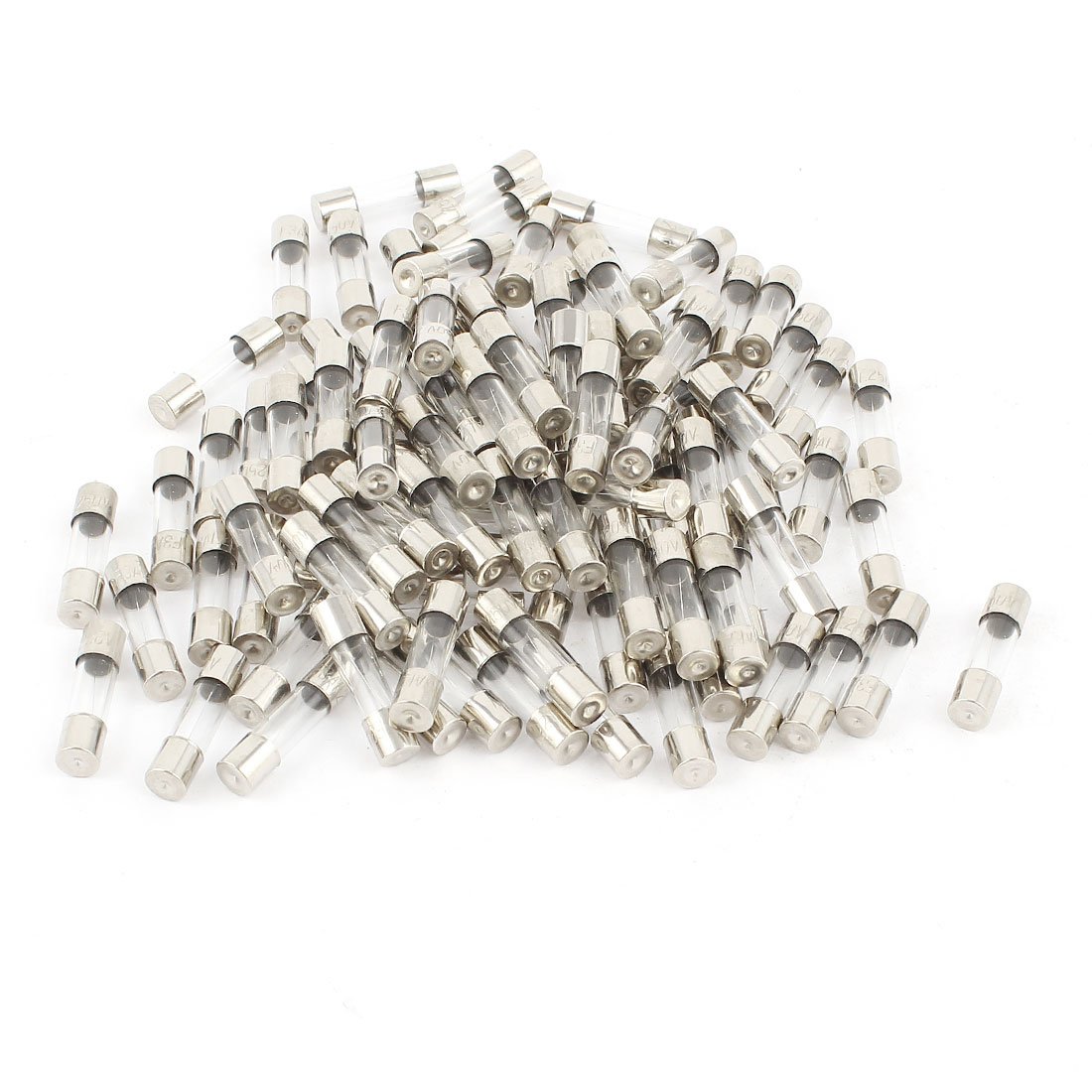 sourcing map 100 Pcs 250V 6.3A F6.3AL Quick Fast Blow Glass Tube Fuses 5 x 20mm