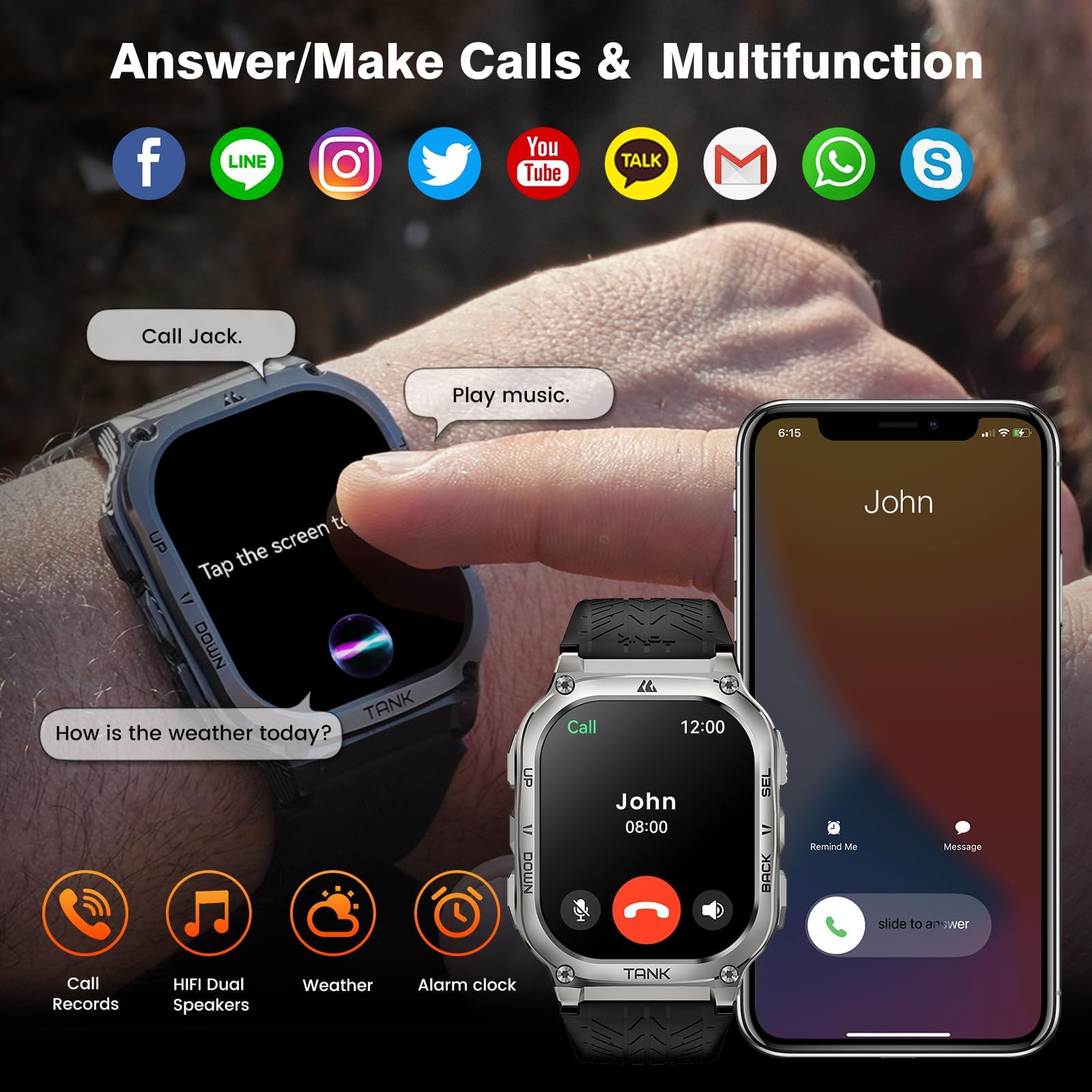 Mua AMAZTIM Smart Watch, 60 Days Battery Life, 5ATM Waterproof Swimming ...