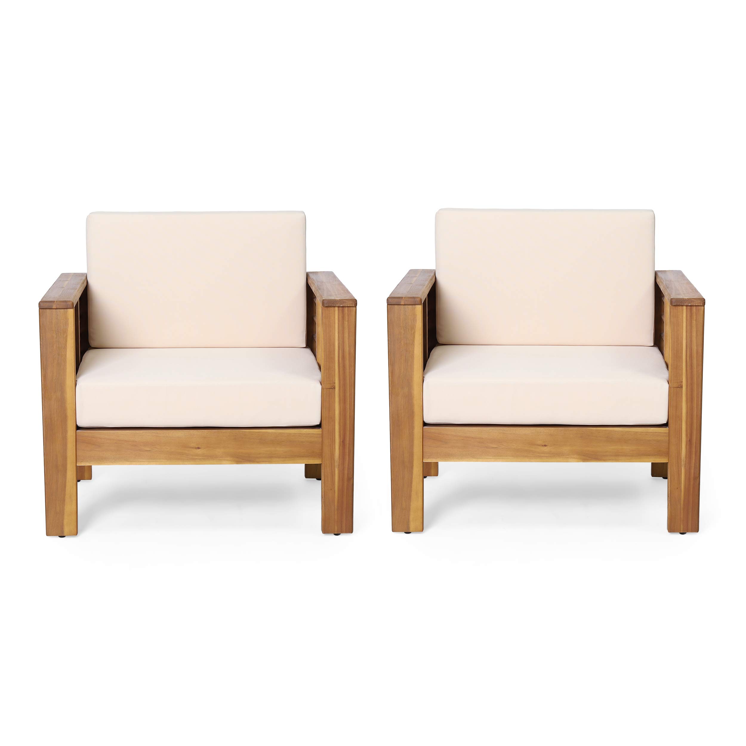 Photo 1 of Christopher Knight Home Louver Club Chairs, Teak + Cream
