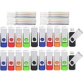 Wooolken USB Stick 1GB 20 Pack,USB 2.0 Flash Drive with Lanyards Swivel Thumb Drives 1GB USB Drive Memory Stick Bulk USB Stic