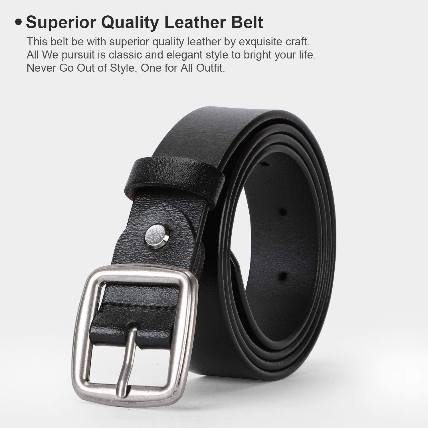 Women Leather Belt Vintage Casual Ladies Belts for Jeans Pants Square Buckle Belt For Women By JASGOOD