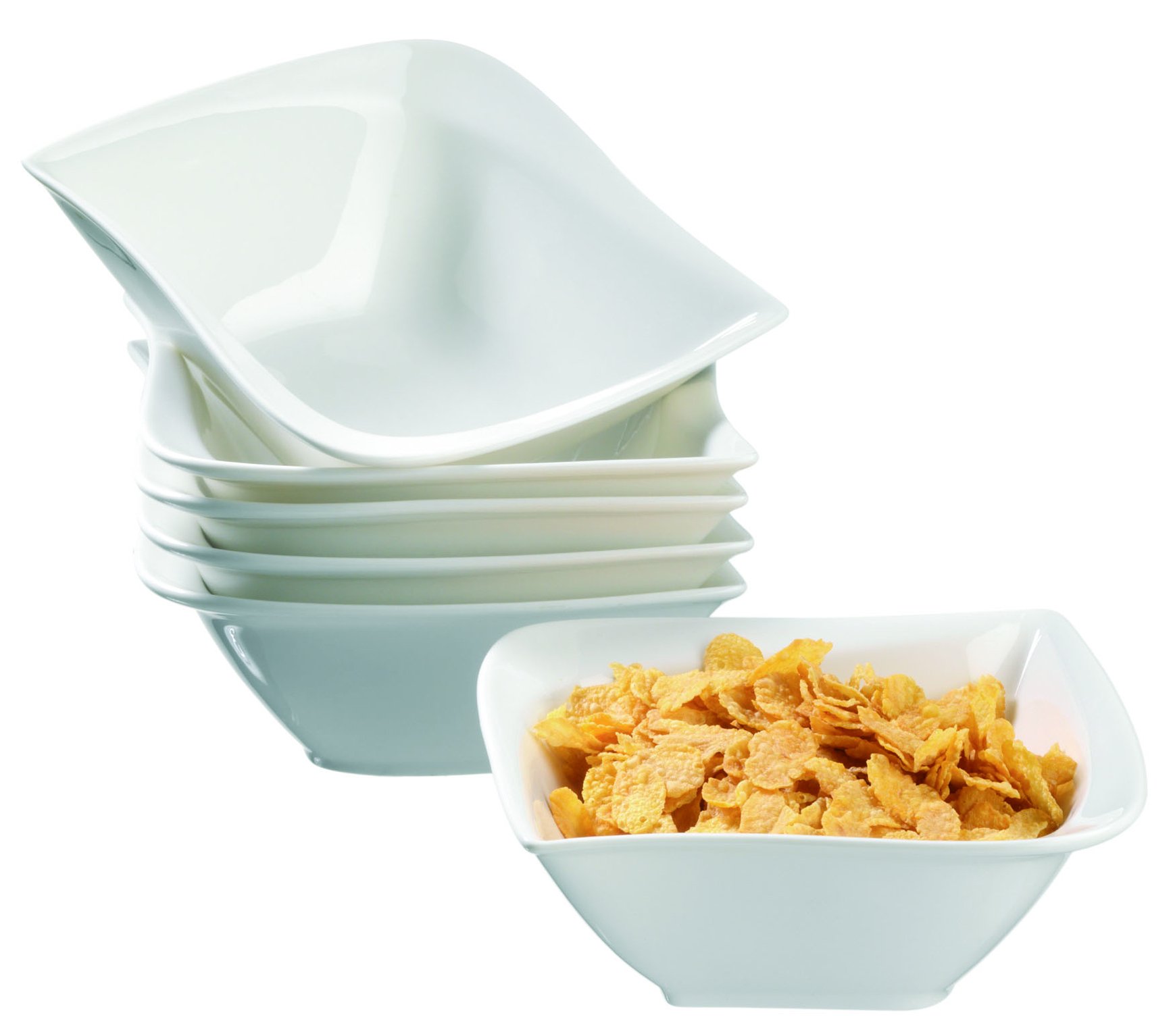 Mäser, La Musica, Curved Cereal Bowls 14 cm, Porcelain Crockery Set of 6