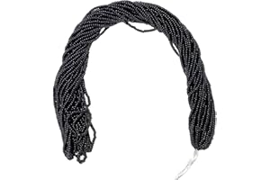 BIHIZLI Czech 11/0 Glass Seed Beads - 12 String Hanks, Jet Black Color (Jet Black)