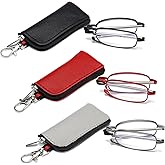 OWTXIS Folding Reading Glasses for Men Women, Keychain Compact Readers Blue Light Portable Pocket Eyeglasses